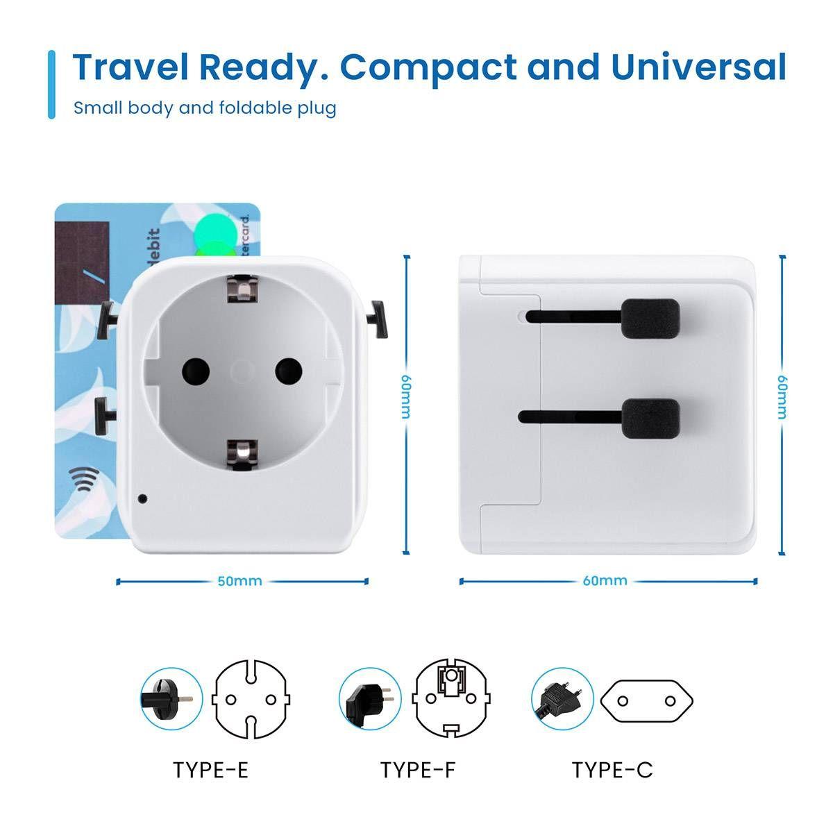 Adaptador de Viagem Universal EWENT EW1472 (15 W - Branco), miniatura 3