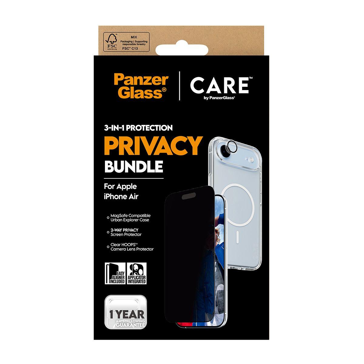 Kit de Proteção 3 em 1 PANZERGLASS CARE BY 3-IN-1 FLAGSHIP PRIVACY (Apple - Transparente) — miniatura 3