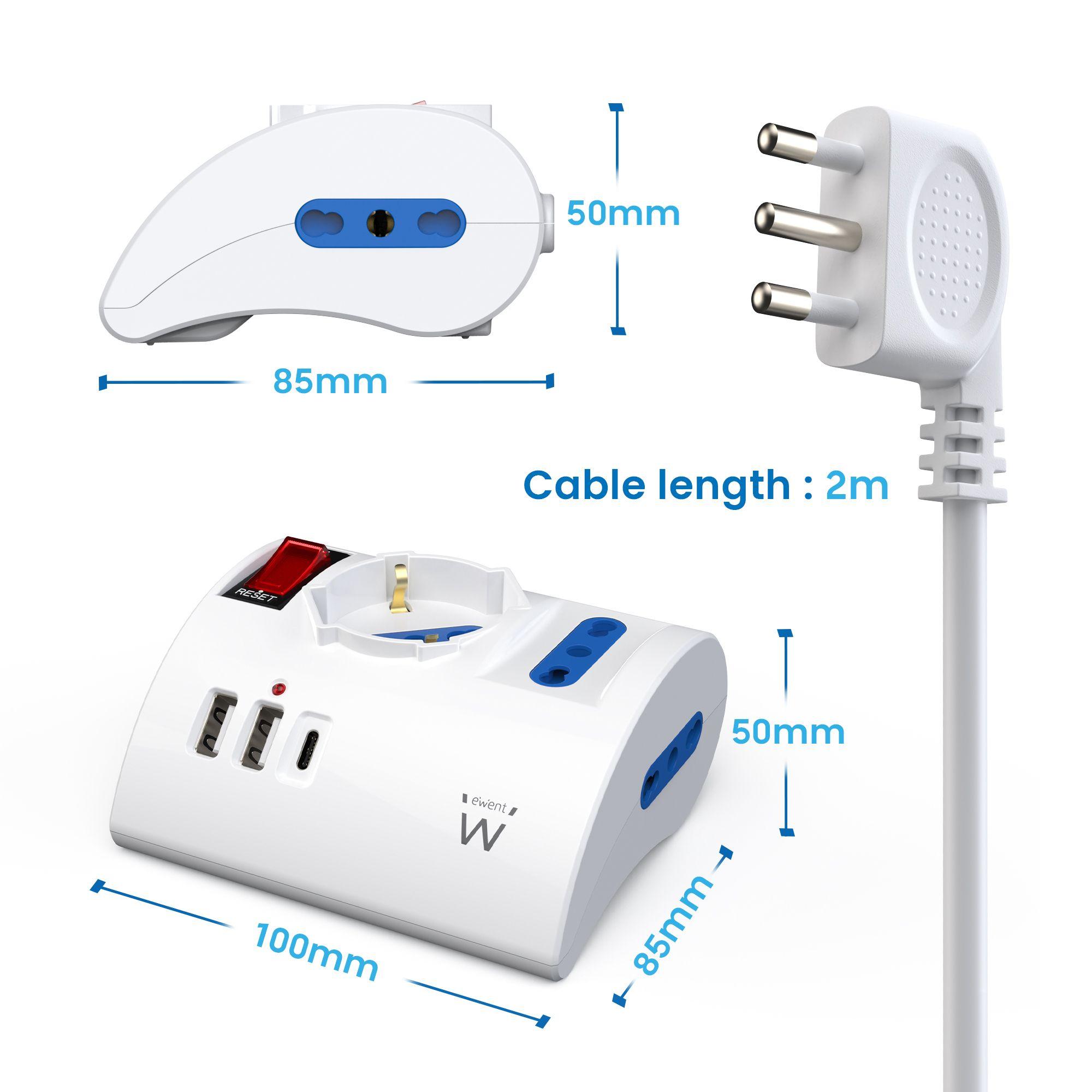 Extensão Elétrica EWENT EW3868 (2 m - Tipo L - Branco), miniatura 2