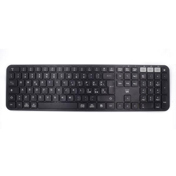 Teclado EWENT EW3275 (QWERTY IT - USB-A incluído - Bluetooth e rádio de 2,4 GHz - Preto)