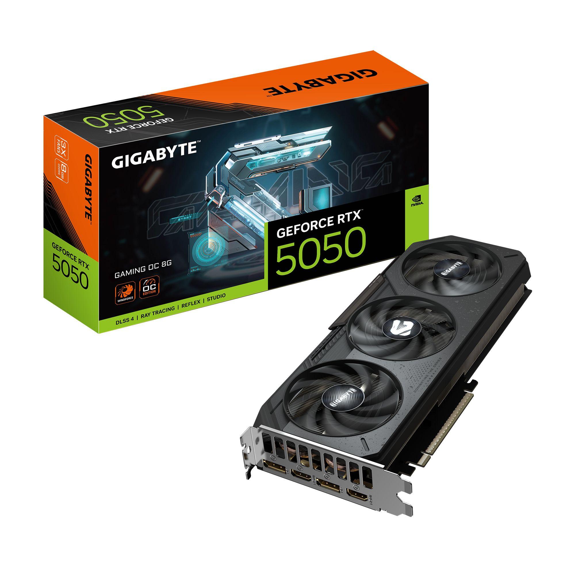 Placa Gráfica GIGABYTE GeForce RTX 5050 GAMING OC 8G (GeForce RTX 5050 - 20 000 MHz - 8 GB - Preto)