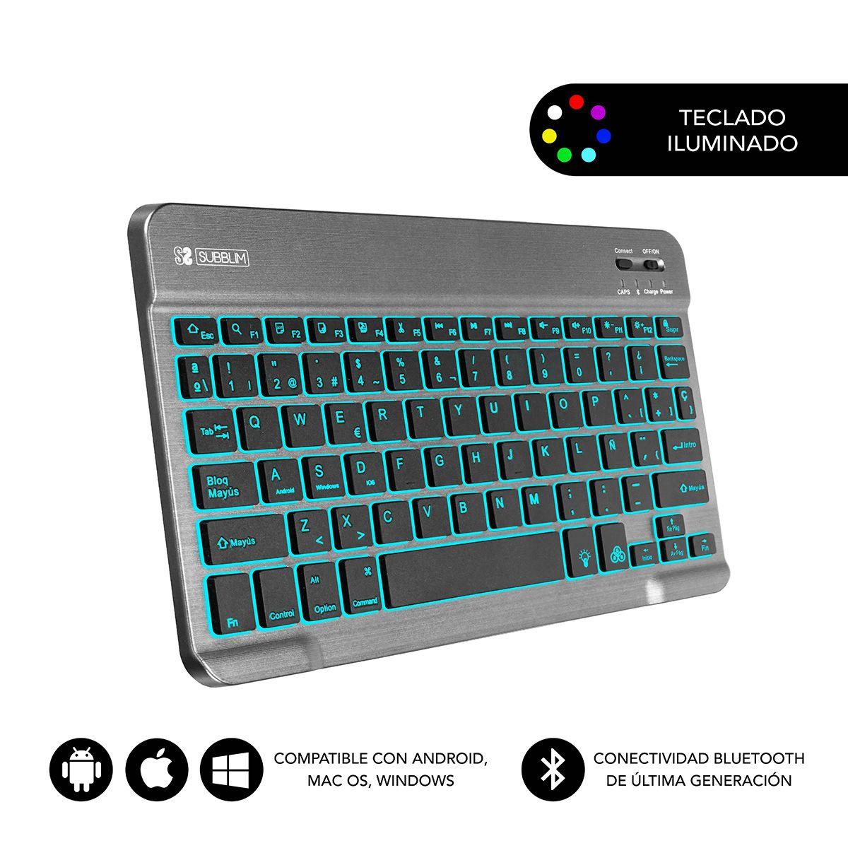 Teclado SUBBLIM Smart Backlit BT (Internacional - Teclado compacto - Bluetooth - Cinzento)
