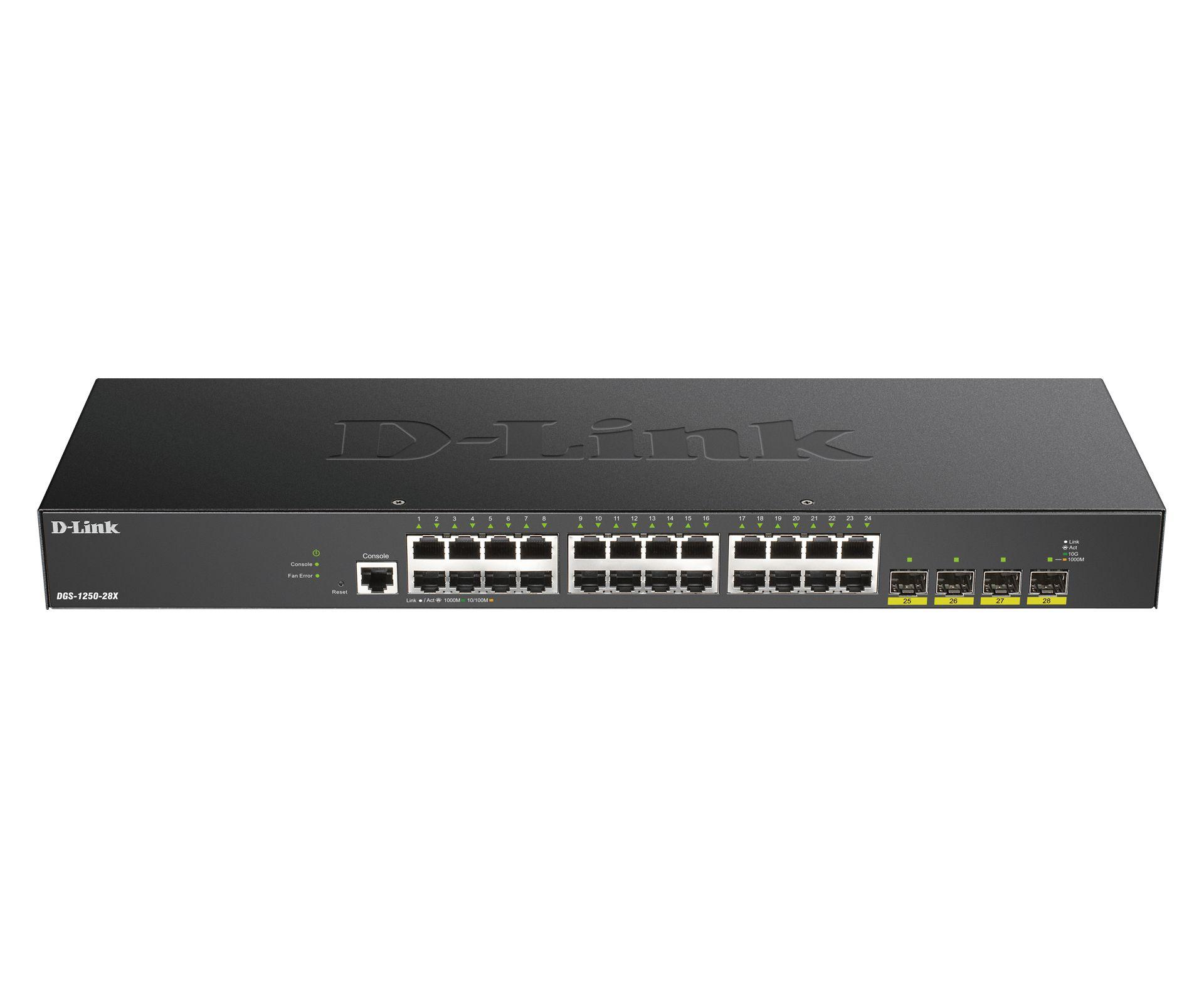 Switch Gerido D-LINK DGS-1250-28X (RJ-45 - Gigabit Ethernet - 12 MB - Preto)