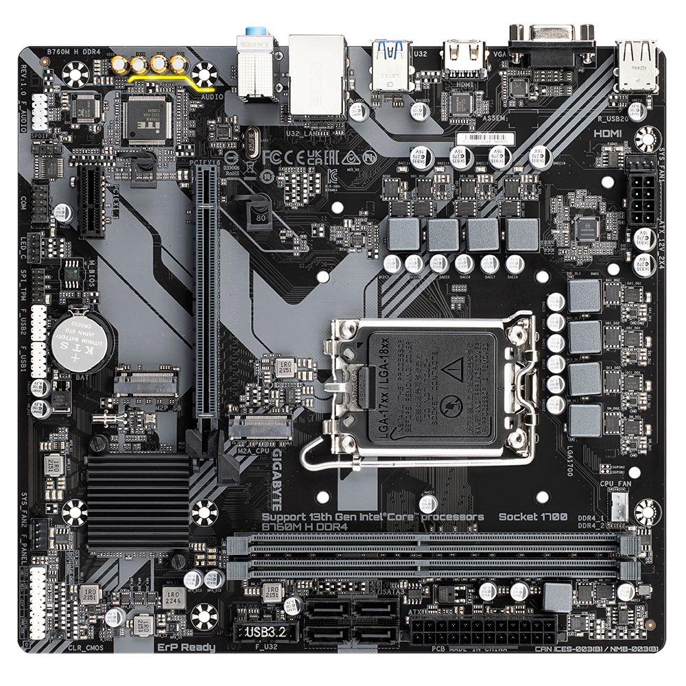 Motherboard GIGABYTE B760M H DDR4 (LGA 1700 - microATX - Duplo canal - Castanho) — miniatura 5