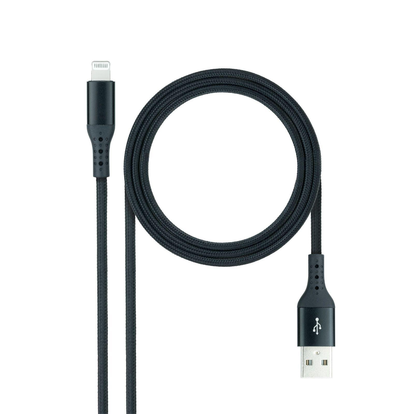 Cabo Lightning para USB-A NANOCABLE 10.10.0401-COBK (1 m - USB A - Preto)