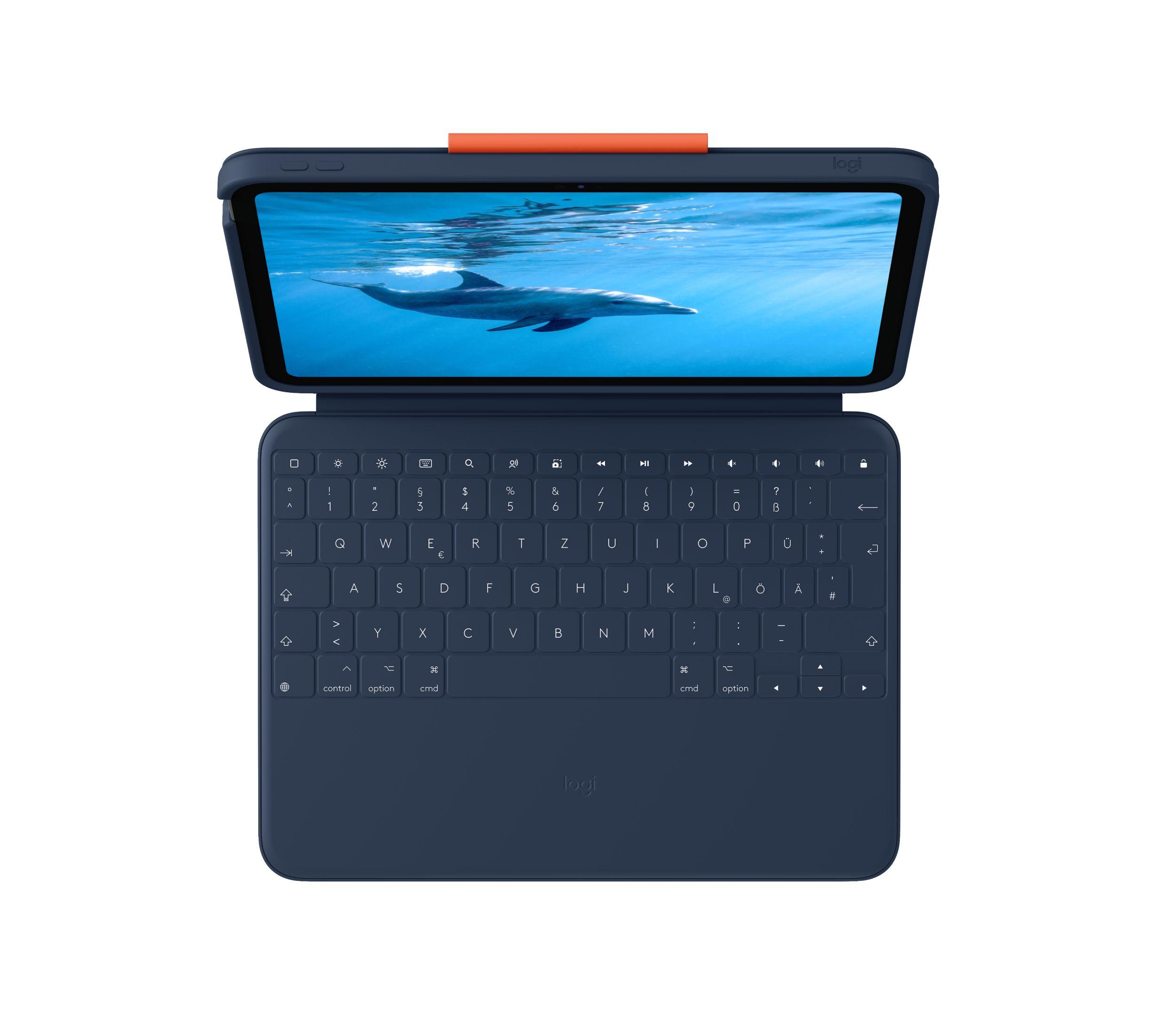 Capa com Teclado LOGITECH Rugged Combo 4 (Acoplamento - Apple - Azul) — miniatura 4