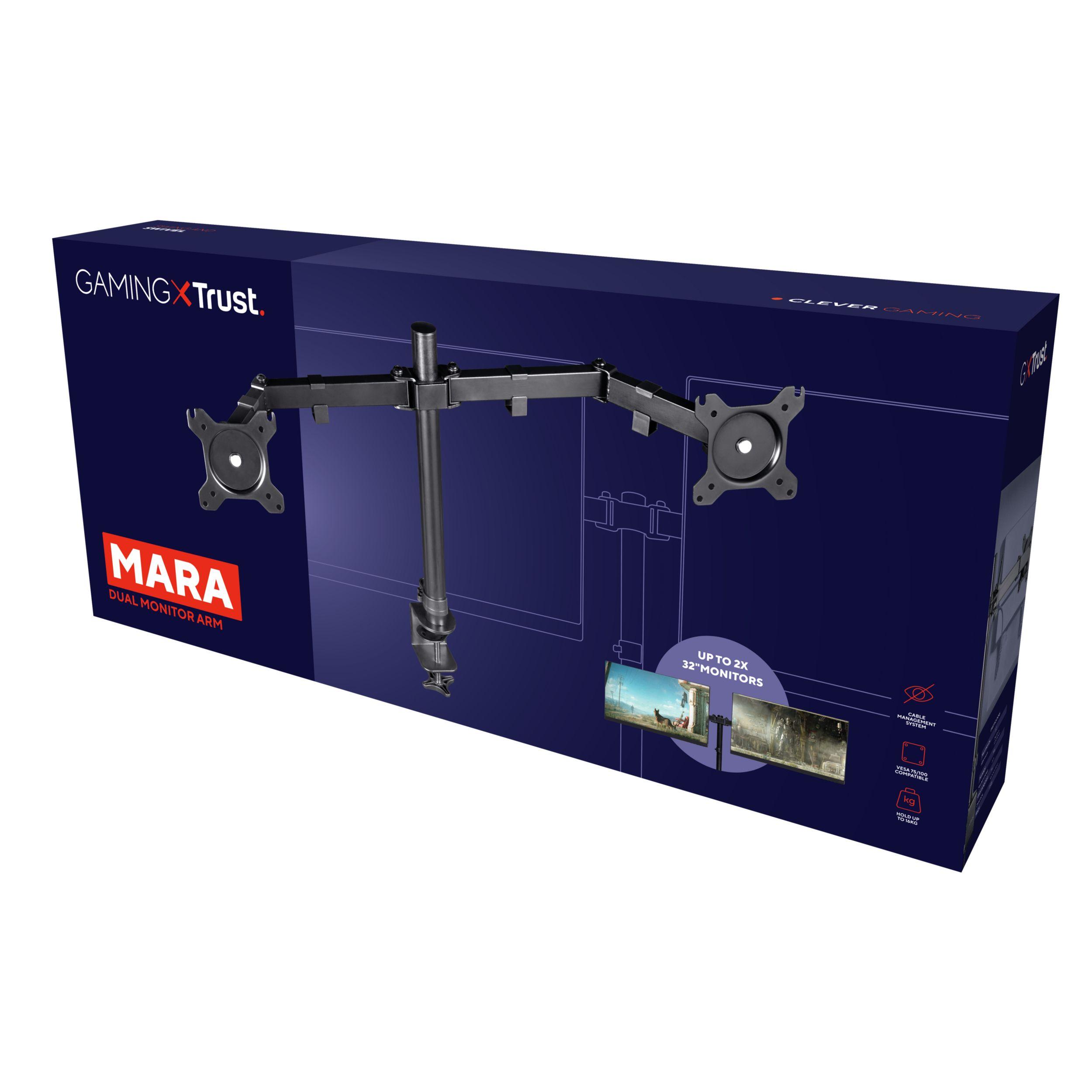 Suporte de Monitor Duplo TRUST GXT 1120 Mara (100 x 100 mm - 75 x 75 mm - 81,3 cm - Preto), miniatura 6