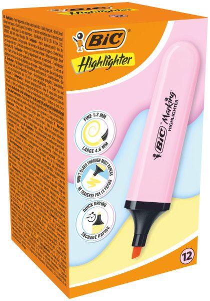 Marcador Fluorescente BIC Marking Flat Highlighter (Rosa pastel)