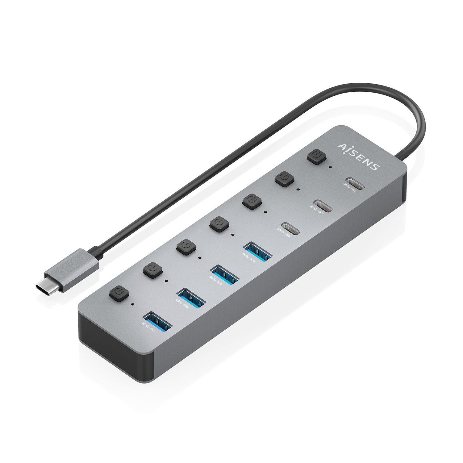 Hub USB-C AISENS ASUC-8P044-GR (0,3 m - Cinzento), miniatura 2