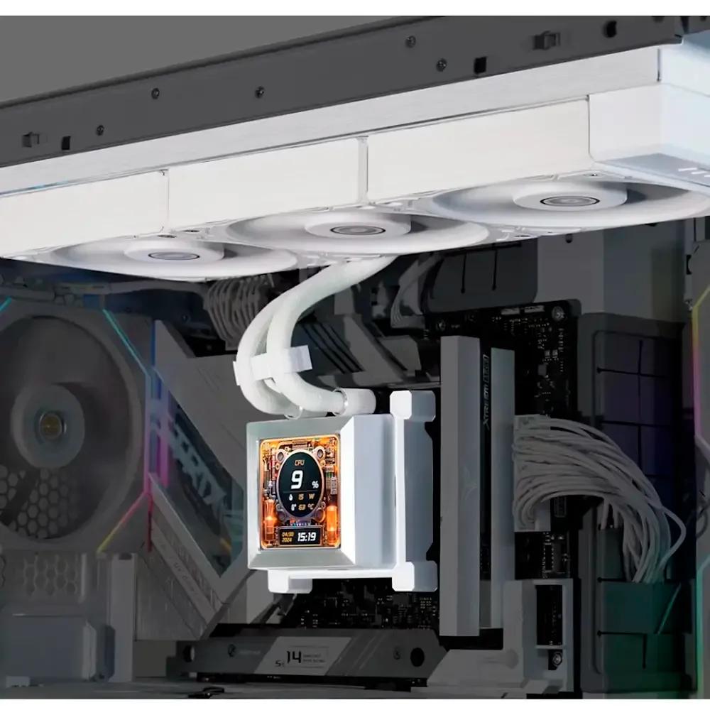 Sistema de Refrigeração Líquida AIO LIAN LI Galahad II LCD SL-INF 360 (AM5, AM4, LGA 1700 - 120 mm - 2500 RPM - Branco), miniatura 3