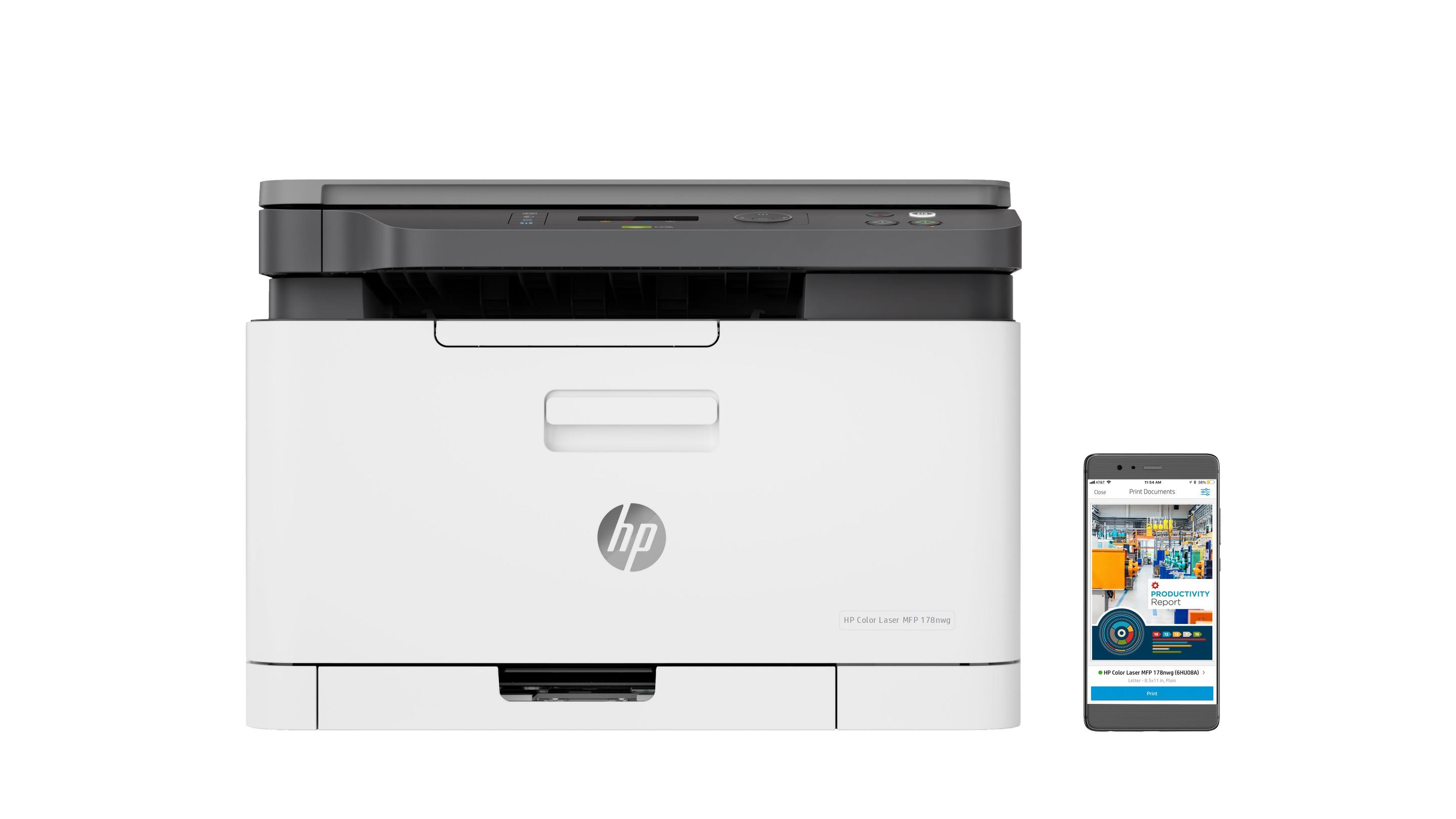 Impressora Laser Multifunções HP Color Laser MFP 178nw (A4 - Impressão a cores - 150 folhas - Branco e Cinzento)
