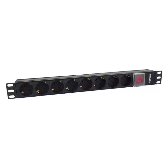 Régua de Tomadas para Bastidor PHASAK BNS 1520 (19" - 8 Tomadas Schuko - Cabo 3 m - Preto) — miniatura 3
