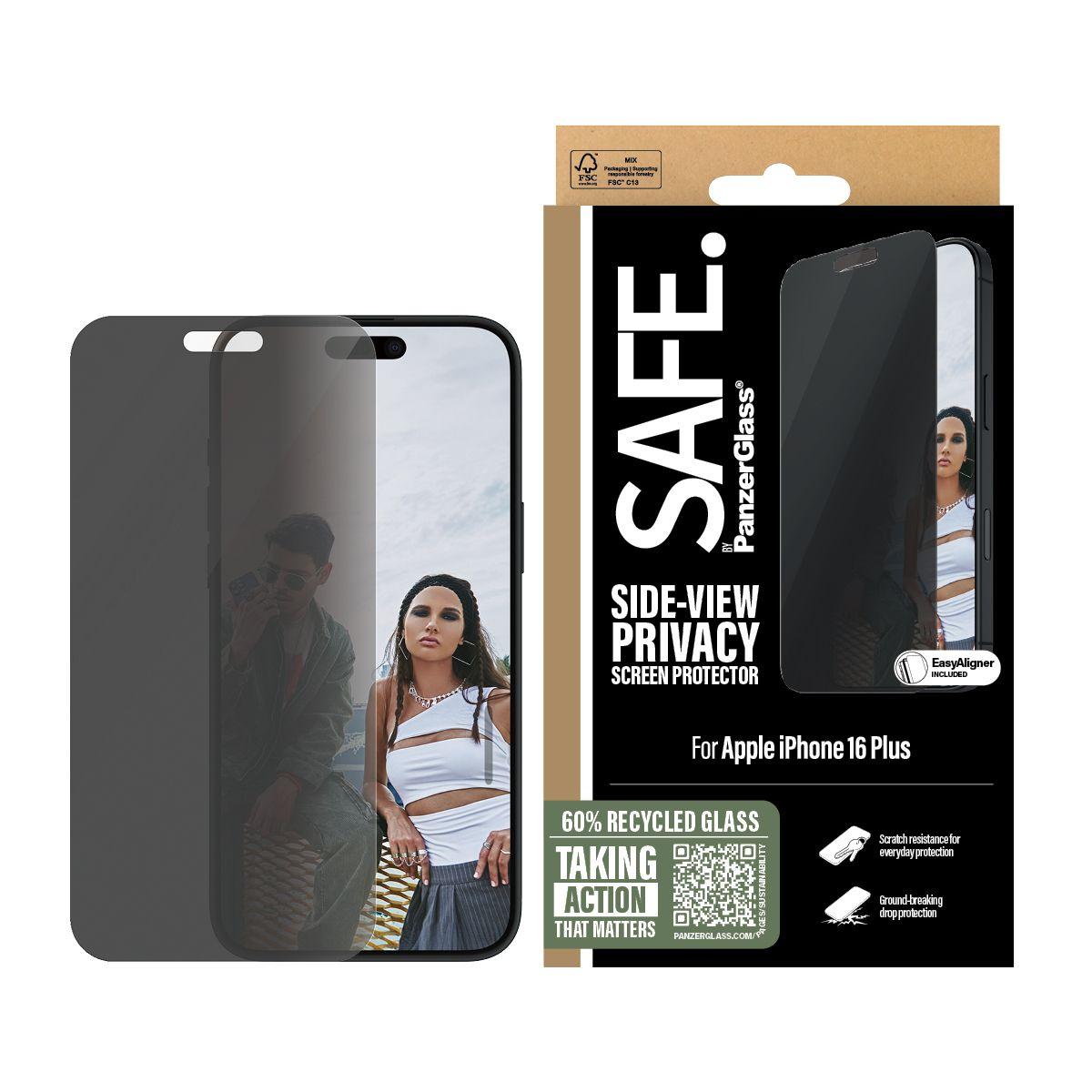 Película de Proteção de Ecrã PANZERGLASS SAFE Privacy iPhone 16 Plus UWF (Apple - Transparente) — miniatura 2