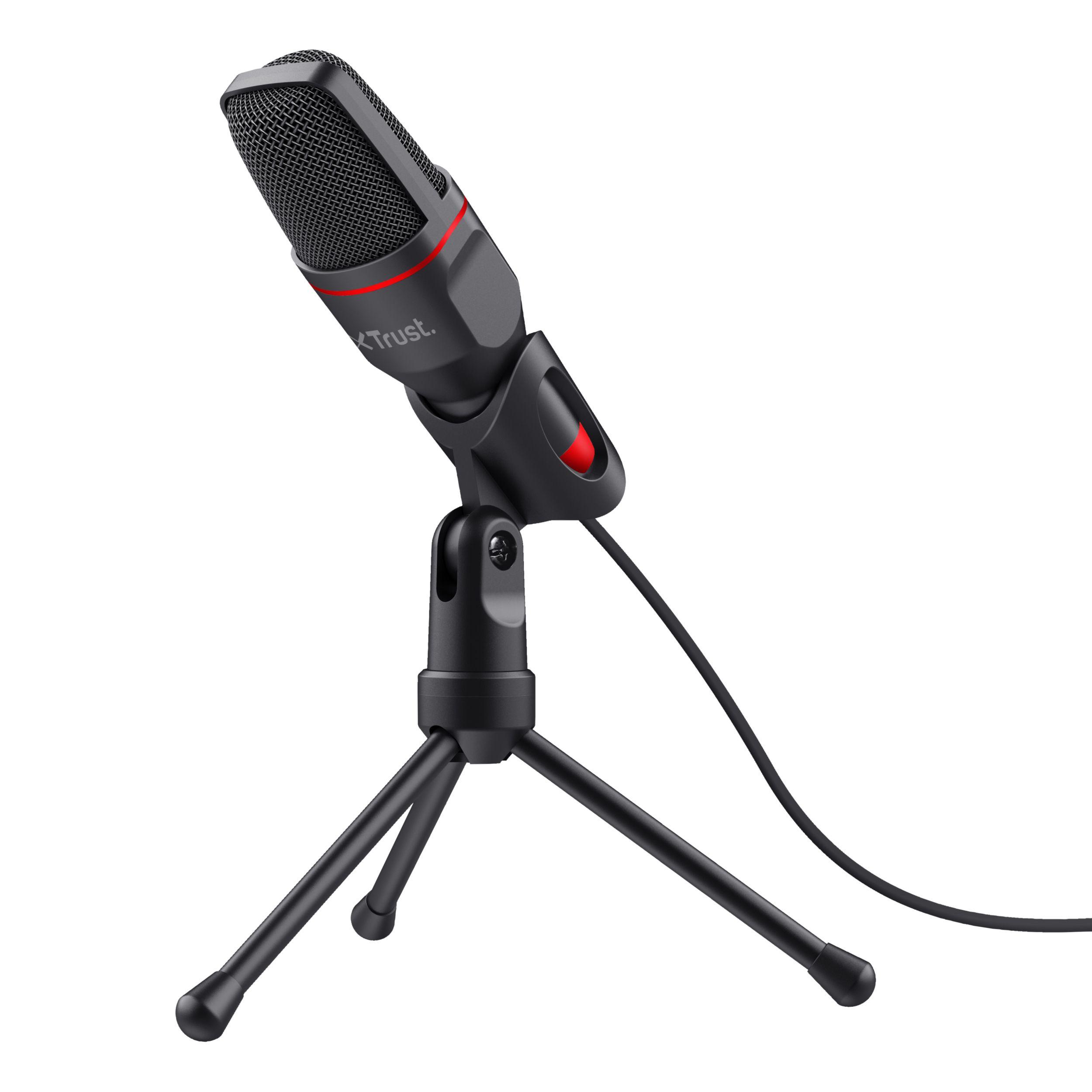 Microfone TRUST GXT 212 Mico (Microfone para PC - Com fios - USB/3.5 mm - Preto e Vermelho)