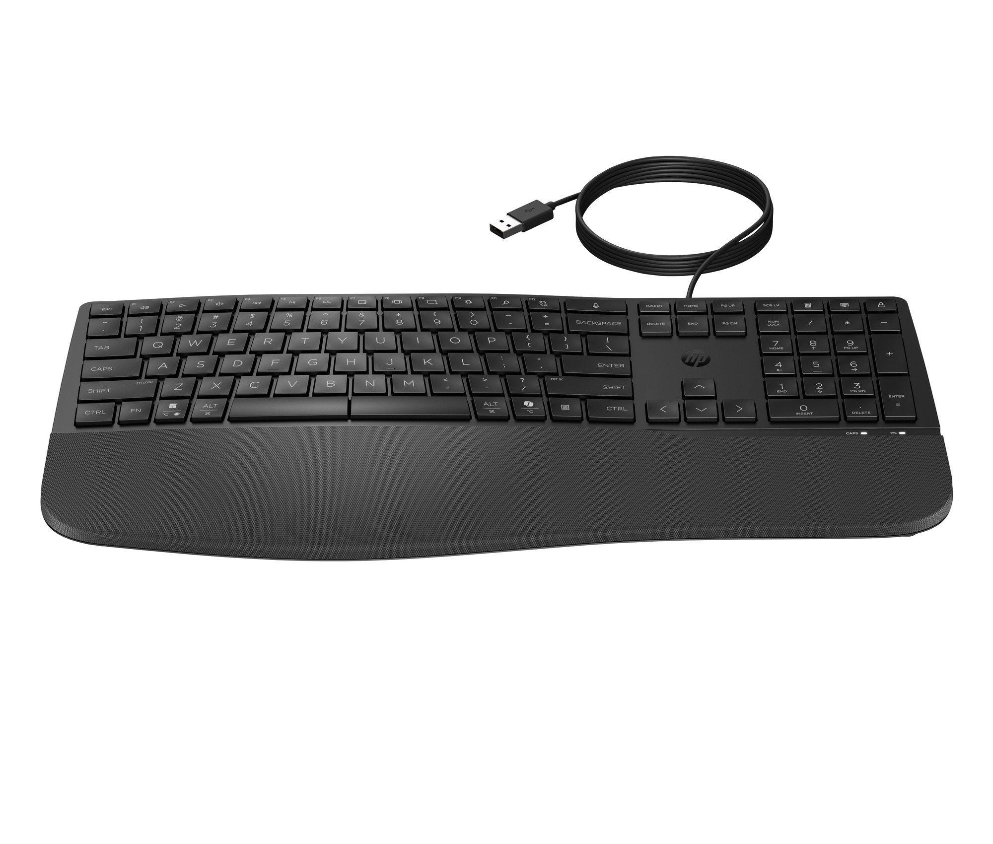 Teclado HP 480 Comfort (Plunger key switch - Tamanho completo - USB - Preto)