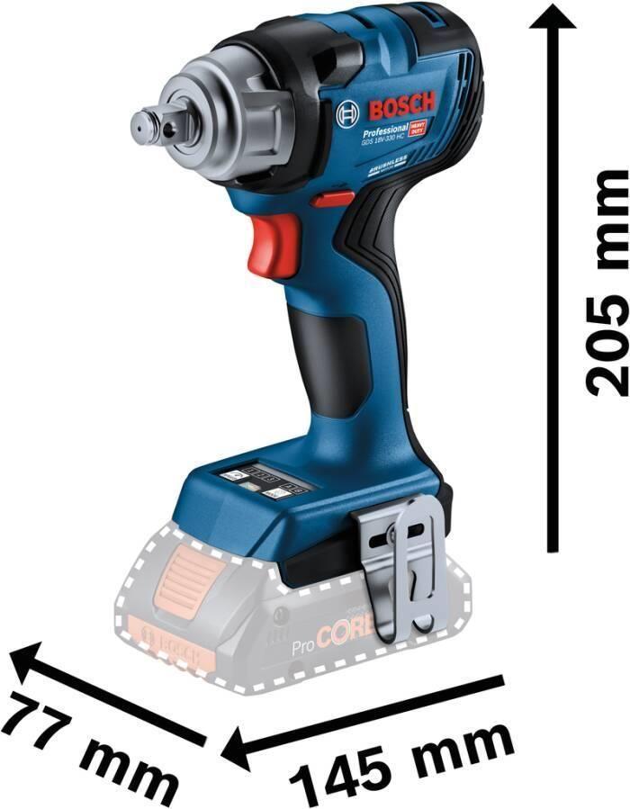 Chave de Impacto BOSCH GDS 18V-330 HC Professional (18V - 330Nm - 1/2" - Azul, Preto e Vermelho)