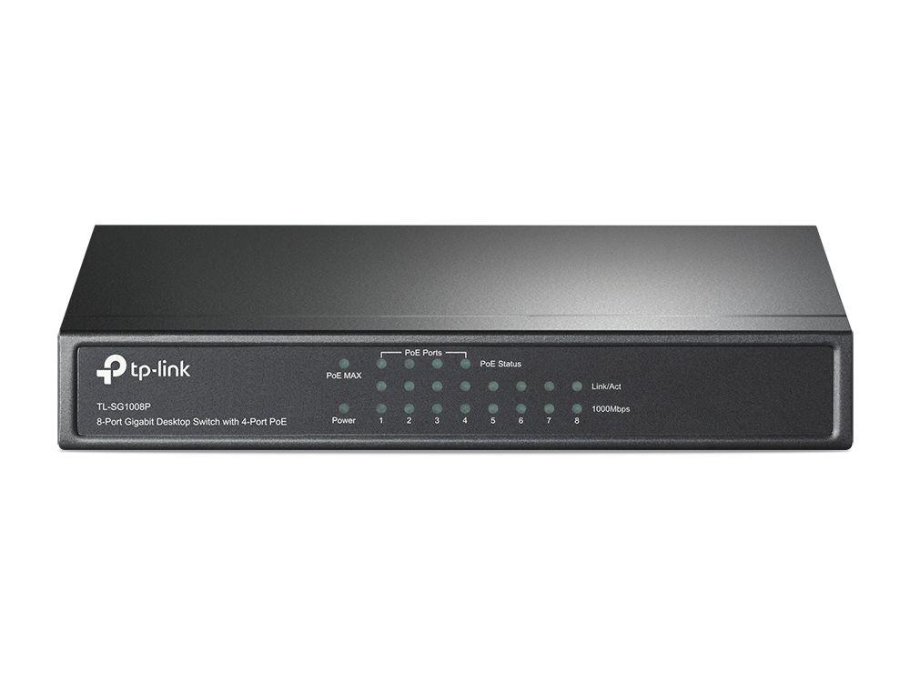 Switch TP-LINK TL-SG1008P (8 Portas - Gigabit Ethernet - 1000 Mbit/s - 4 Portas PoE)
