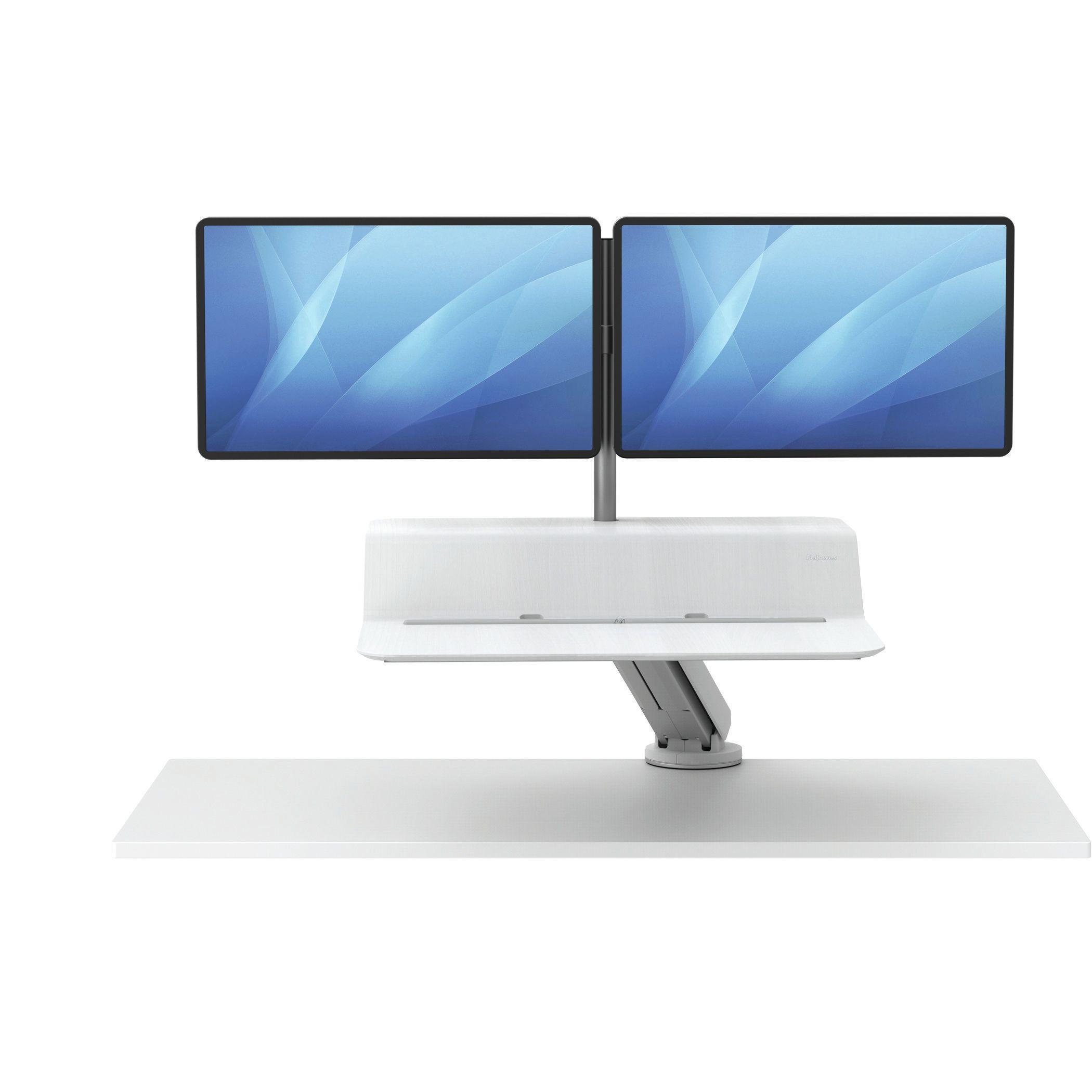 Estação de Trabalho Senta-Levanta FELLOWES Lotus RT (Braço Duplo para 2 Monitores até 26" - Branco)