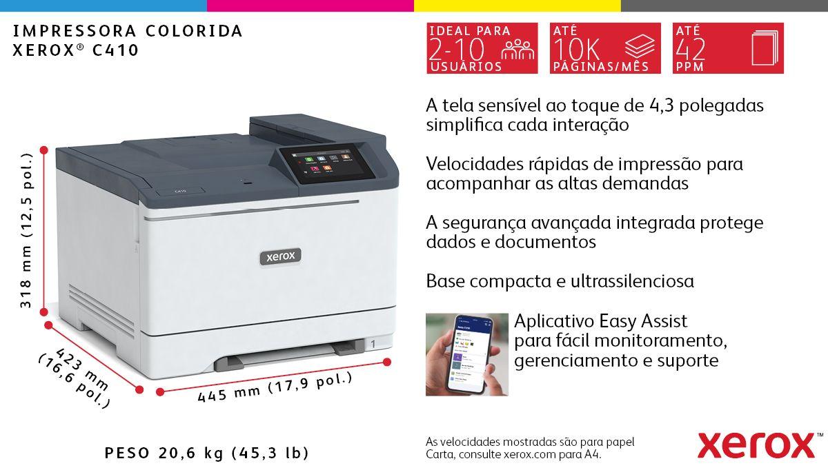 Impressora Laser Colorida XEROX C410 (A4 - 251 folhas - Opcional, LAN Wireless - Cinzento e Branco) — miniatura 5