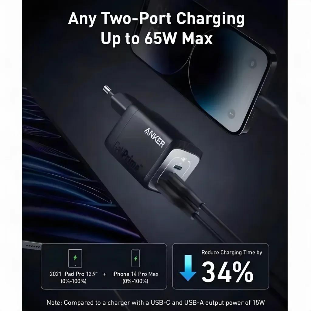 Carregador de Parede ANKER Prime A2669 (67 W - GaN - Preto), miniatura 6