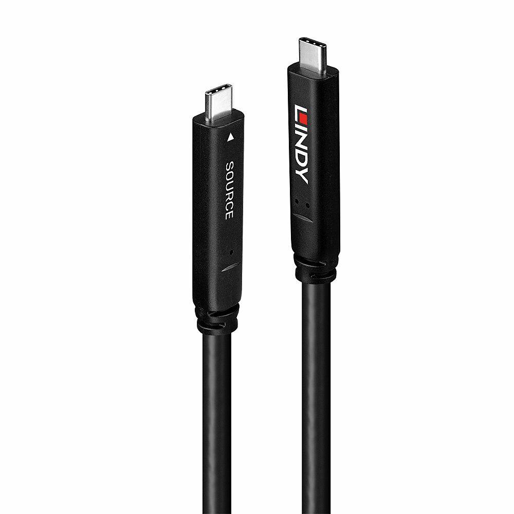 Cabo Híbrido de Fibra Ótica USB-C LINDY 43398 (10 m - USB C - Preto)