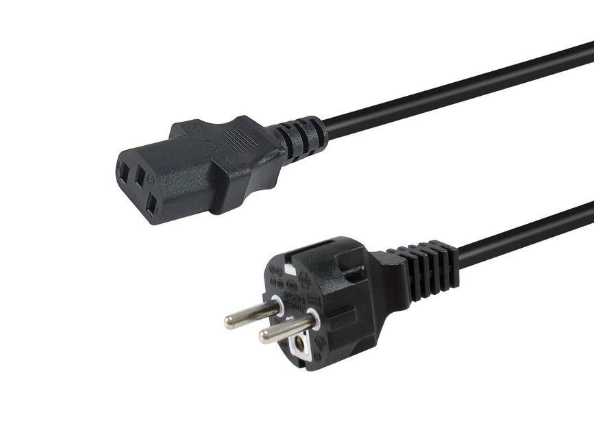 Cabo de Alimentação EQUIP 112111 (3 m - CEE 7/7, macho, reto - IEC C13, fêmea, reto - Preto)