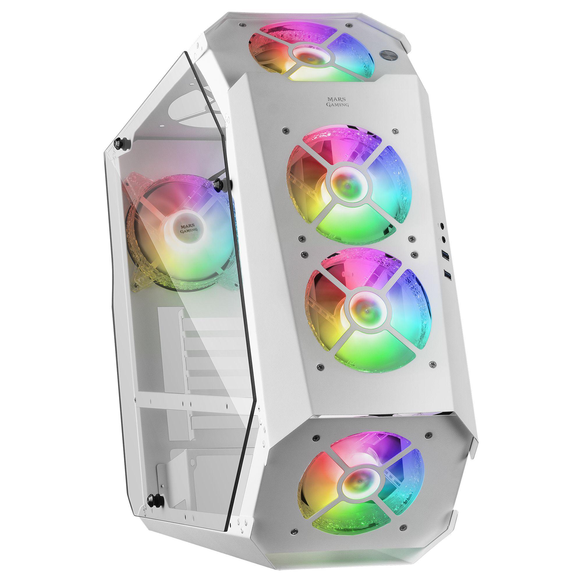 Caixa ATX MARS GAMING MC51W (ATX, Micro ATX, Mini-ITX - 2,5" - ATX, Mini-ITX - Branco)