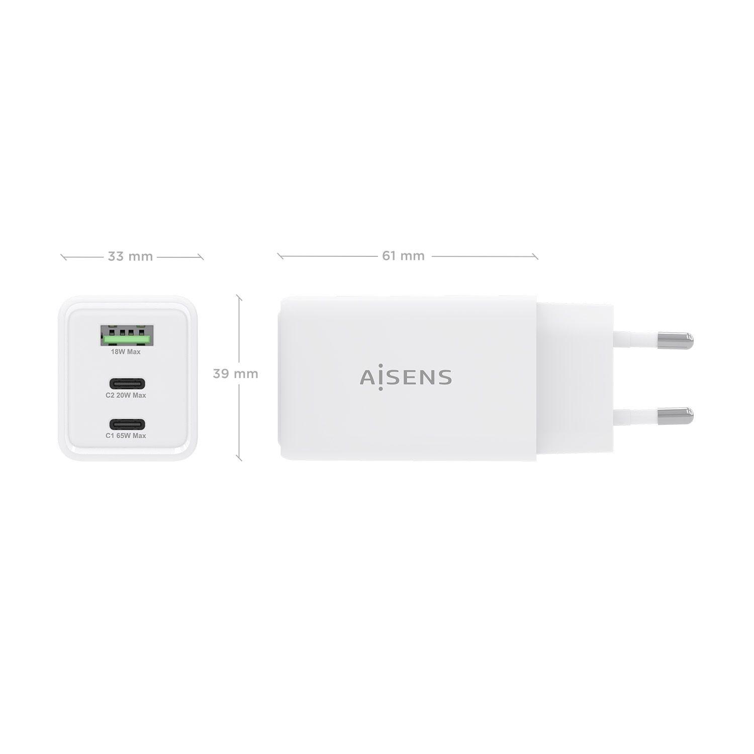 Carregador de Parede AISENS ASCH-65W3P072-W (65 W - 45 W - Tipo C - Branco), miniatura 4
