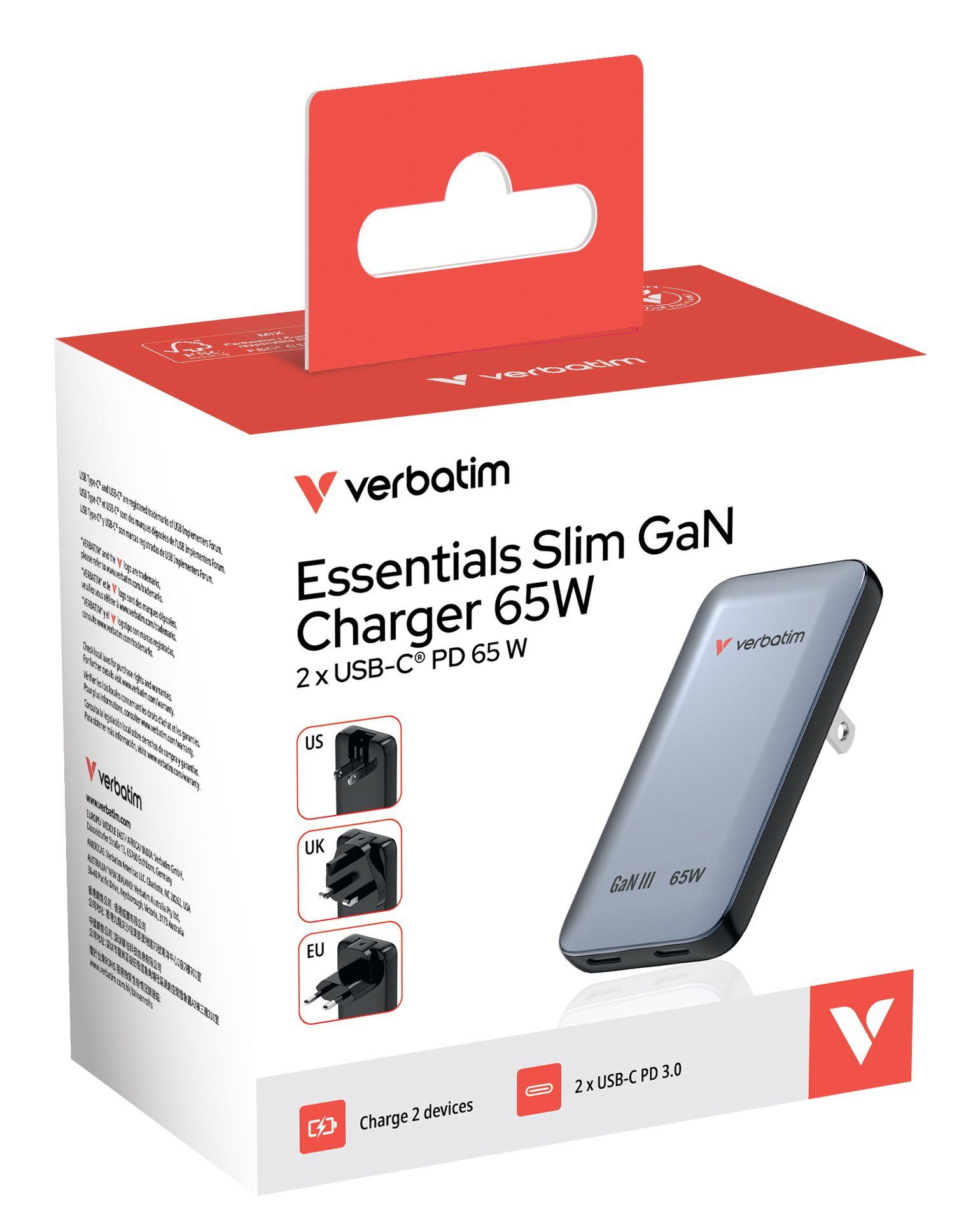 Carregador de Dispositivos Móveis VERBATIM 30280 (65 W - Preto e Cinzento), miniatura 3
