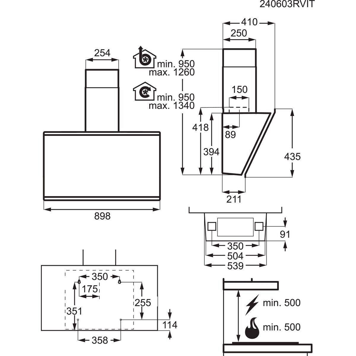 Exaustor de Chaminé AEG GV77D91SB (Altura 43,5 cm - 90 cm - 41 cm - Preto) — miniatura 15