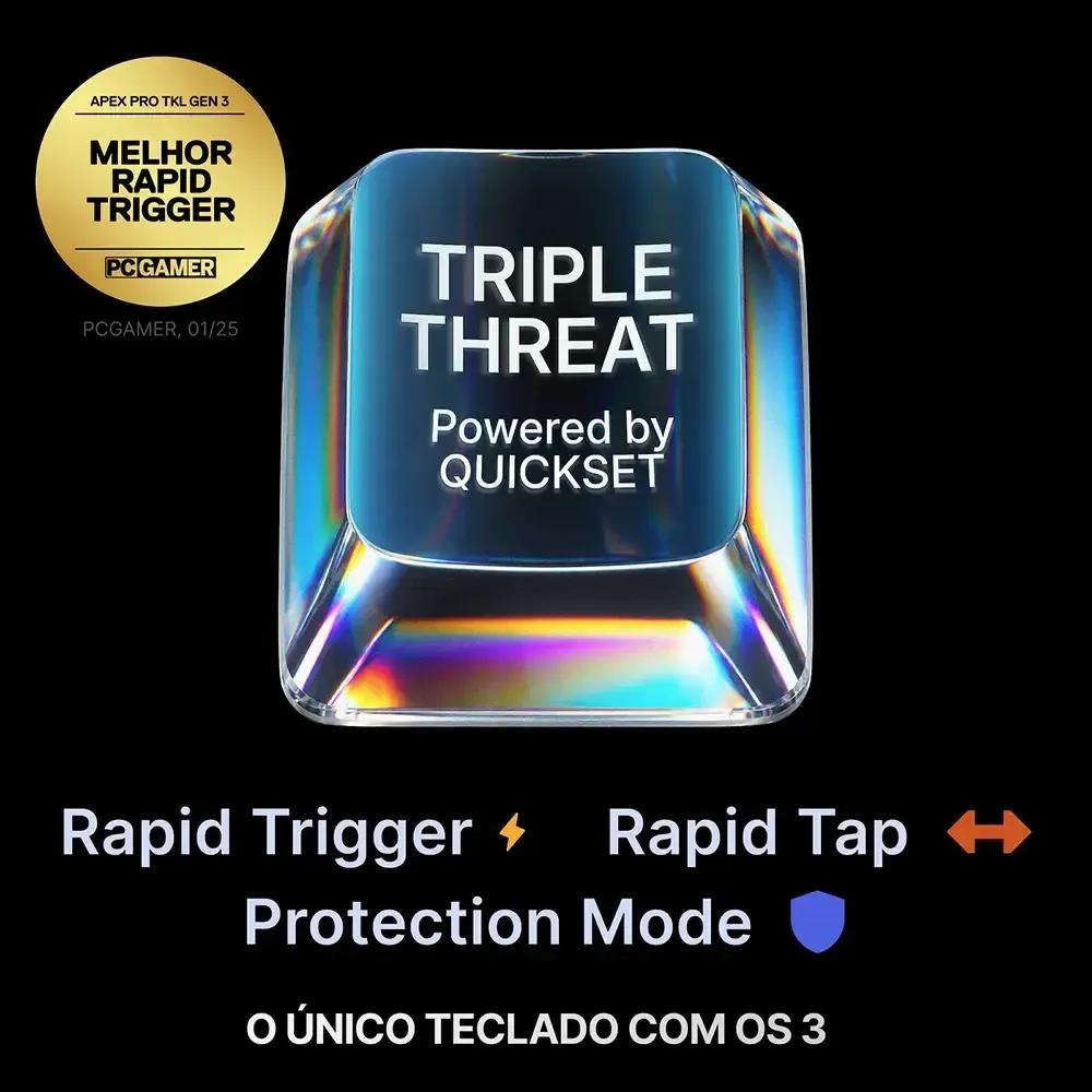 Teclado STEELSERIES Apex Pro TKL Wireless Gen 3 (Inglês - Magnetic-mechanical key switch - Tenkeyless - Preto) — miniatura 3