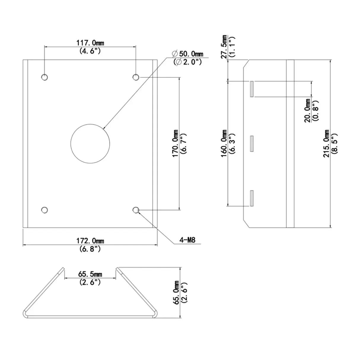 Suporte de Poste para Câmaras PTZ UNIVIEW UV-TR-UP08-A-IN (Ø 67–127 mm - Branco), miniatura 4