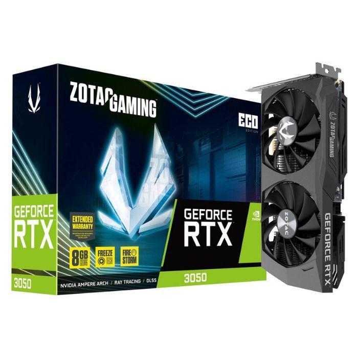 Placa Gráfica ZOTAC GeForce RTX 3050 ECO (GeForce RTX 3050 - 14 Gbit/s - 8 GB - Preto)