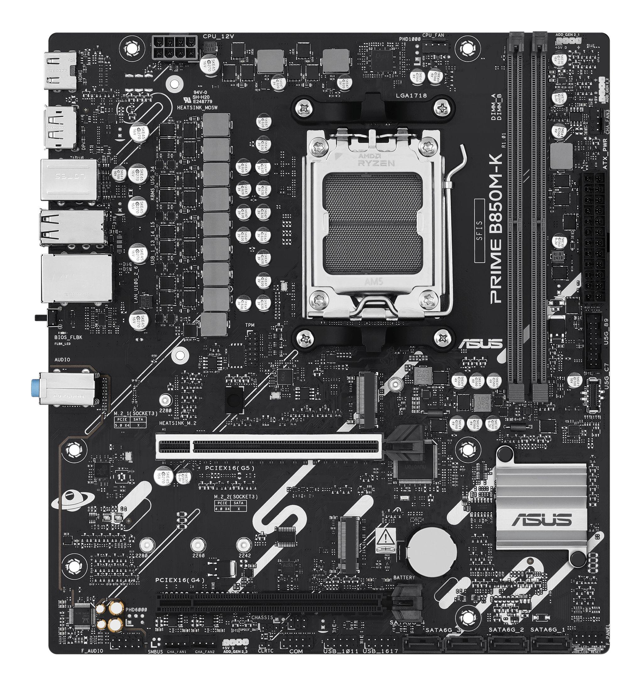 Motherboard ASUS PRIME B850M-K (AM5 - micro ATX - Duplo canal - Preto), miniatura 2