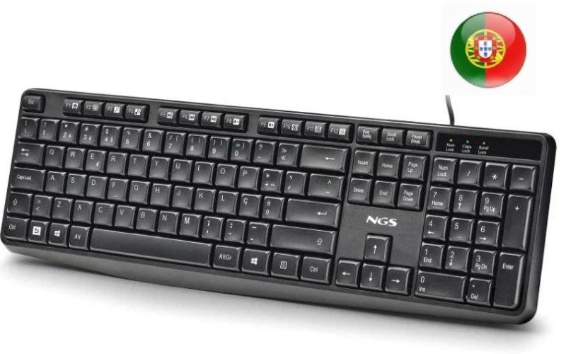 Teclado NGS Funky V4 (QWERTY Português - Membrana silenciosa - Tamanho completo - Preto)