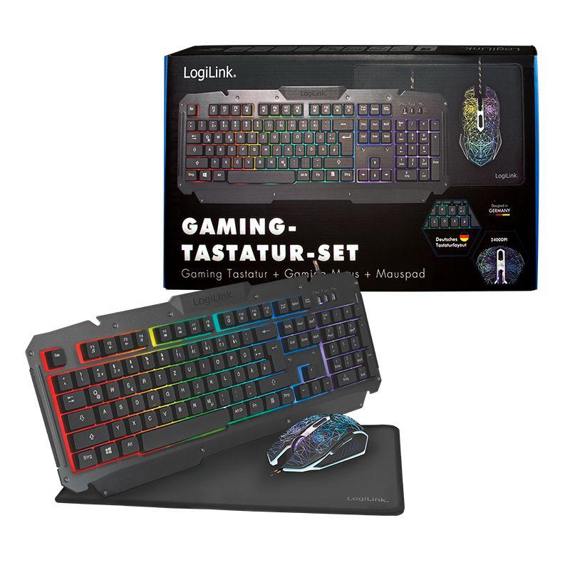 Conjunto Teclado, Rato e Tapete Gaming LOGILINK ID0185 (Inglês - Membrana - Tamanho completo - Preto) — miniatura 10