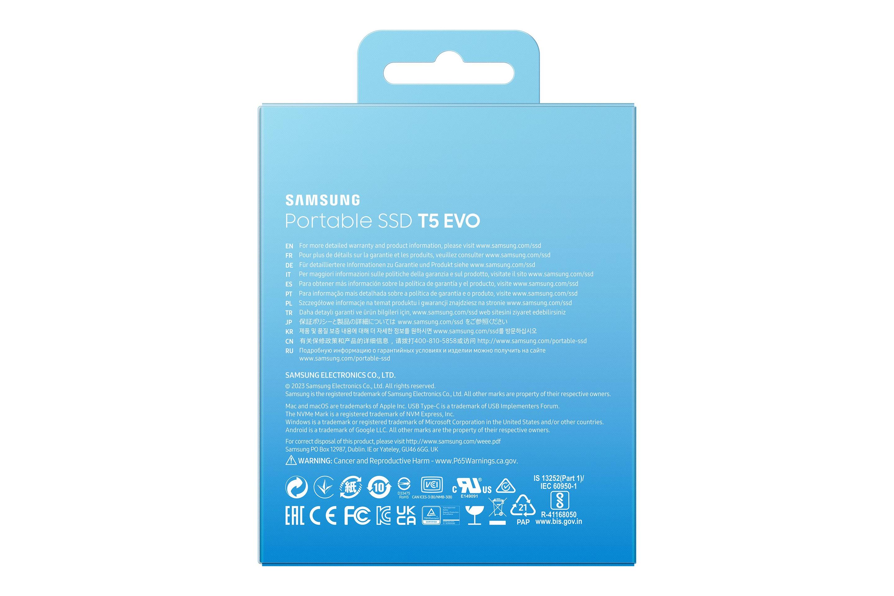 SSD Externo SAMSUNG Portable T5 EVO (2 TB - USB 3.2 Gen 1 - 3.2 Gen 1 - Preto) — miniatura 7