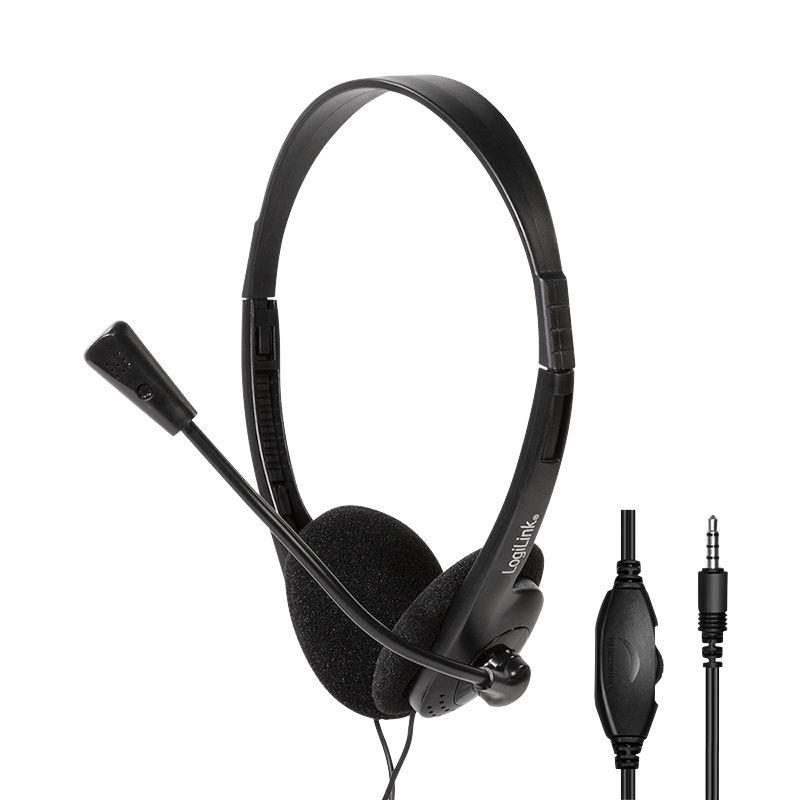 Headset LOGILINK HS0055 (Binaural - Com fios - Supra-aural - Preto)