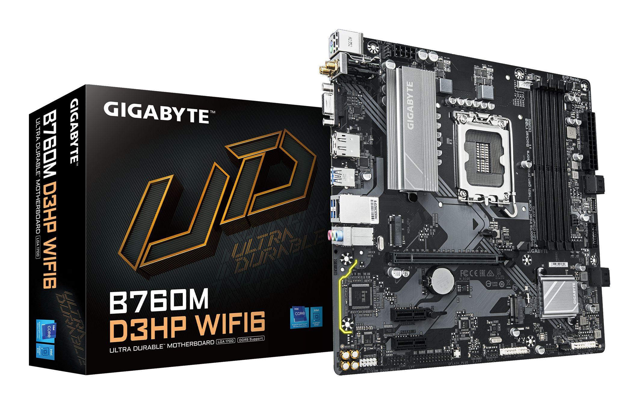 Motherboard GIGABYTE B760M D3HP WIFI6 (LGA 1700 - micro ATX - Duplo canal - Castanho escuro)