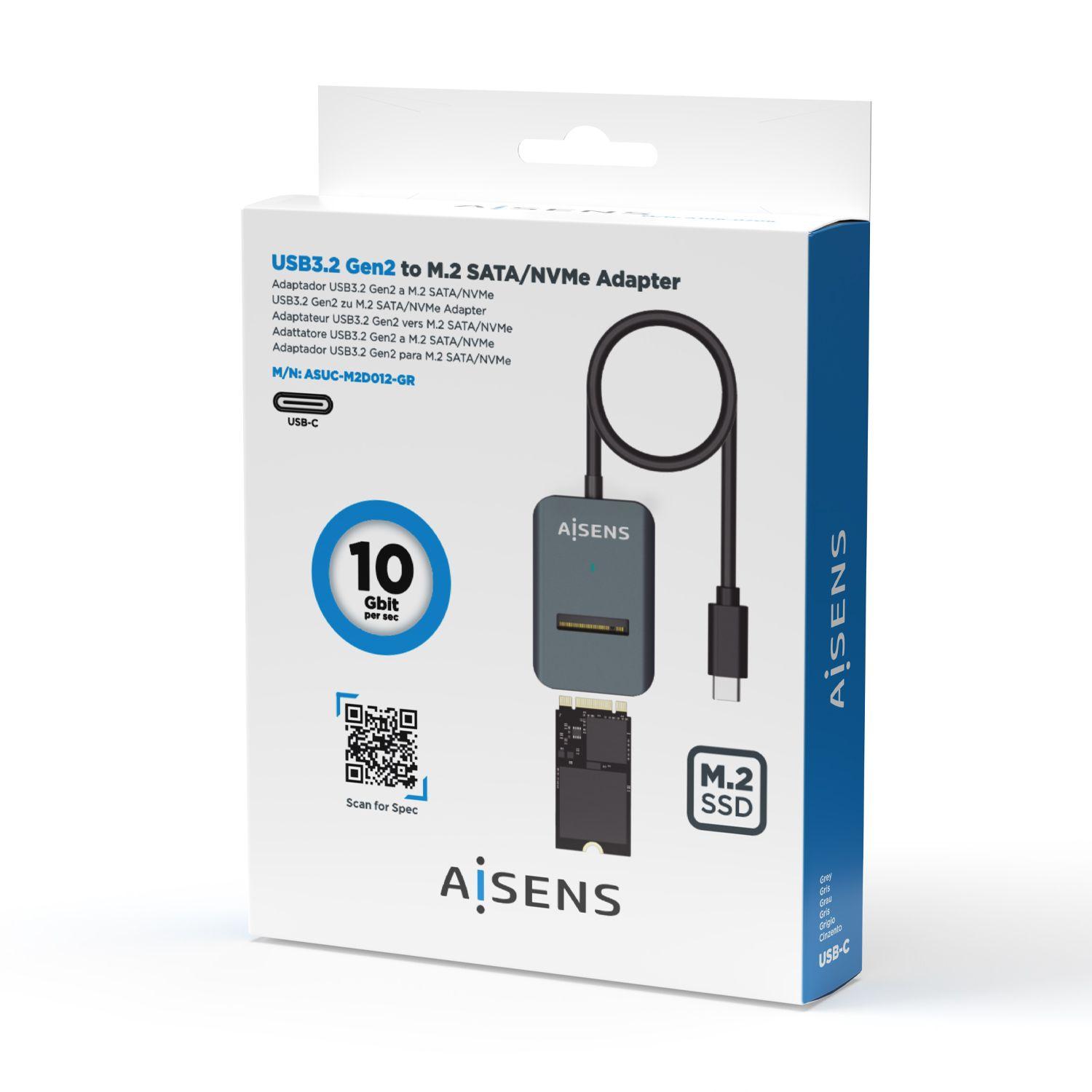 Caixa Externa M.2 AISENS ASUC-M2D012-GR (2 TB - M.2 - USB Type-C - Cinzento) — miniatura 4