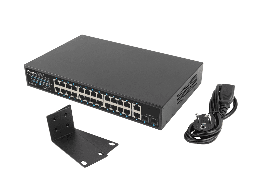 Switch LANBERG RSGE-24P-2GE-2S-250 (PoE+ - Preto), imagem 1