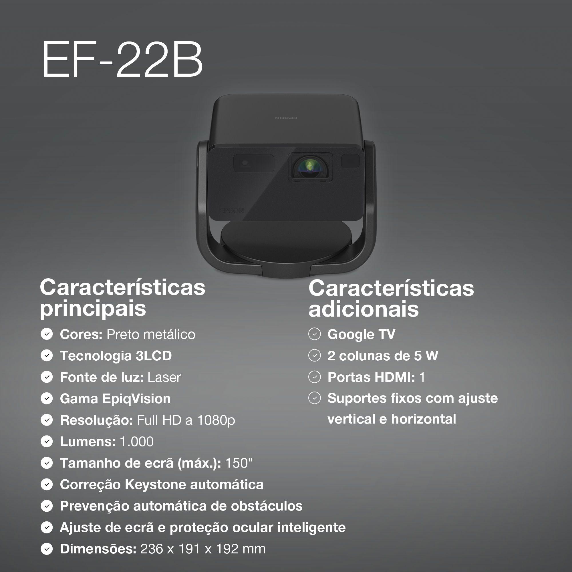 Projetor EPSON EF-22B (1080p - 30-150 polegadas - Google TV - Preto) — miniatura 7