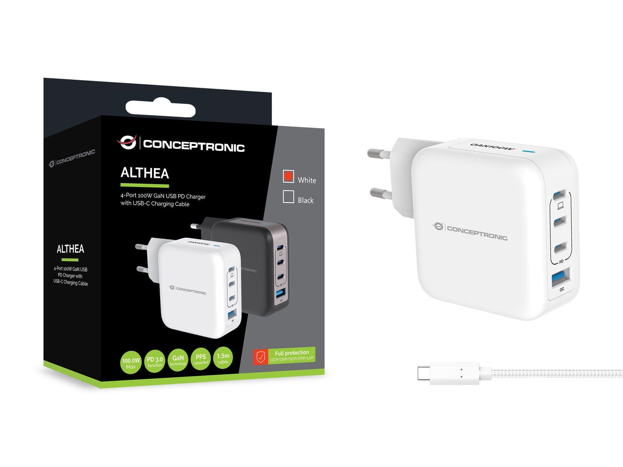 Carregador de Parede CONCEPTRONIC ALTHEA18W (100 W - Branco) — miniatura 3
