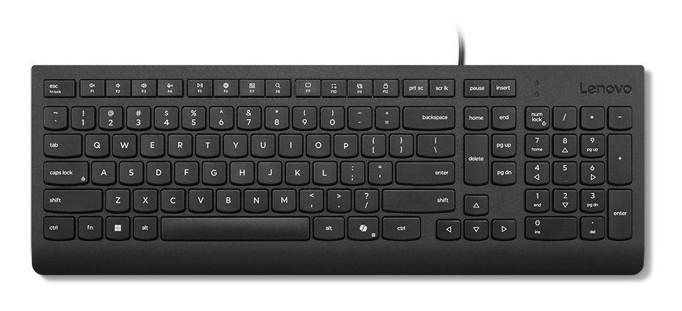 Teclado LENOVO Essential Wired Keyboard AI (Espanhol - Plunger key switch - Tamanho completo - Preto)