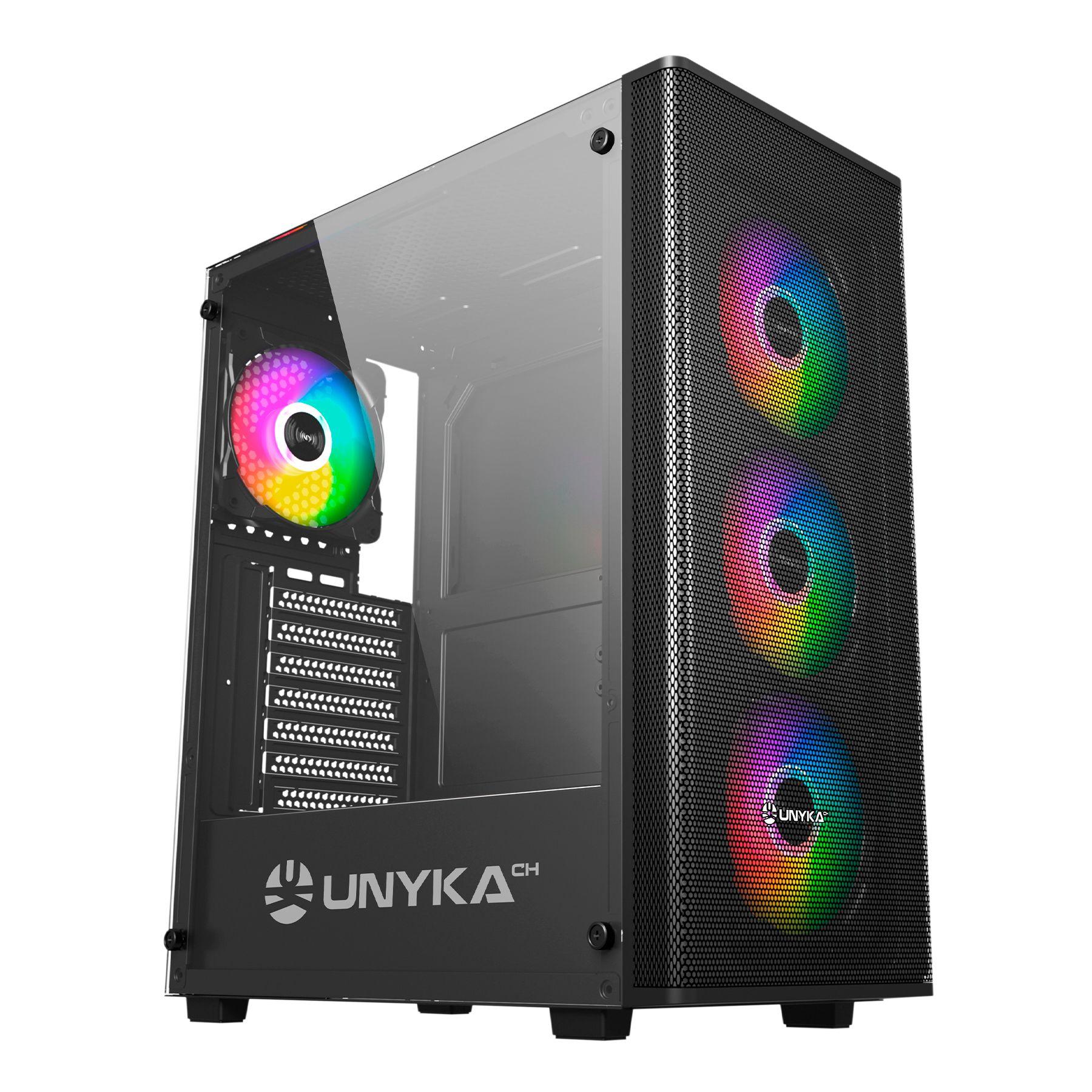 Caixa Gaming UNYKACH MIR 100 ARGB (ATX, Micro ATX, Mini-ITX - PC - ABS, Rede, Metal, SPCC - Preto/Transparente) — miniatura 2