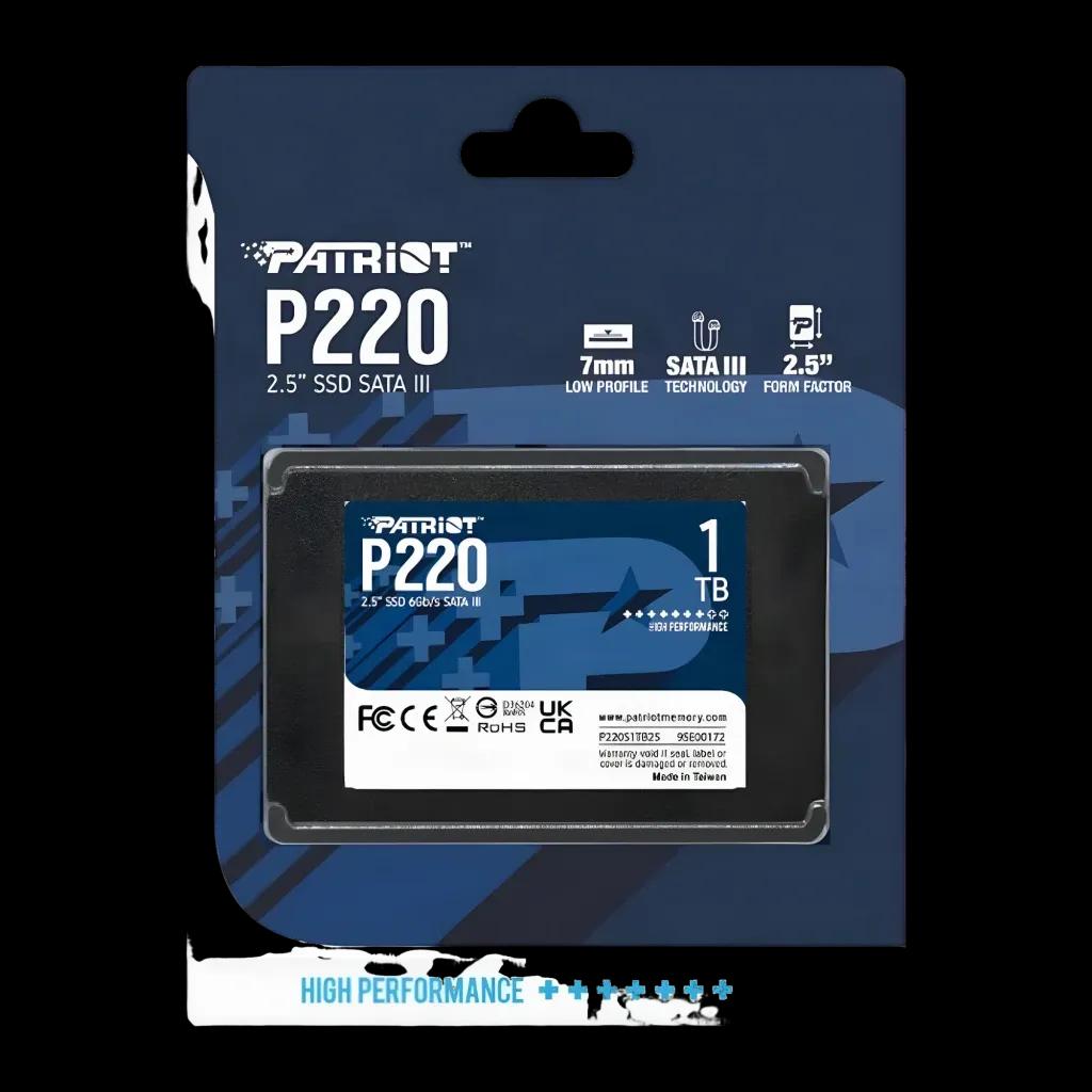 SSD PATRIOT P220S1TB25 (1 TB - 2,5" - SATA - Preto)