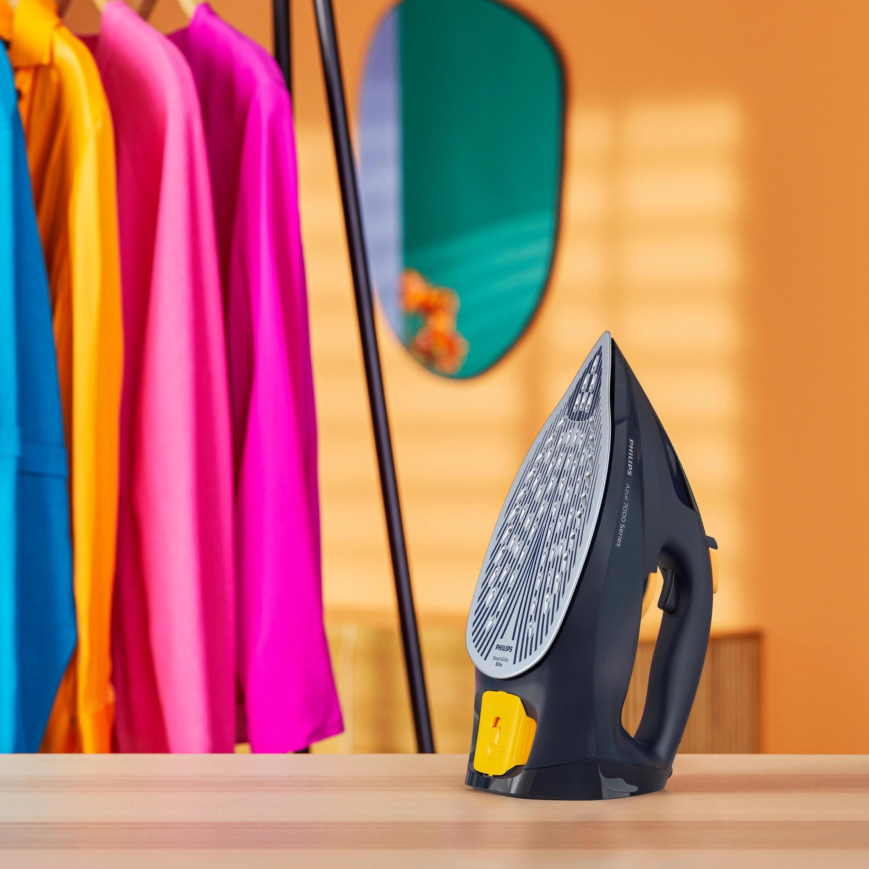 Ferro de Engomar PHILIPS 7000 Series DST7060/20 (3000 W - 0,3 l - Base de ferro SteamGlide Elite - Azul e Amarelo), miniatura 3