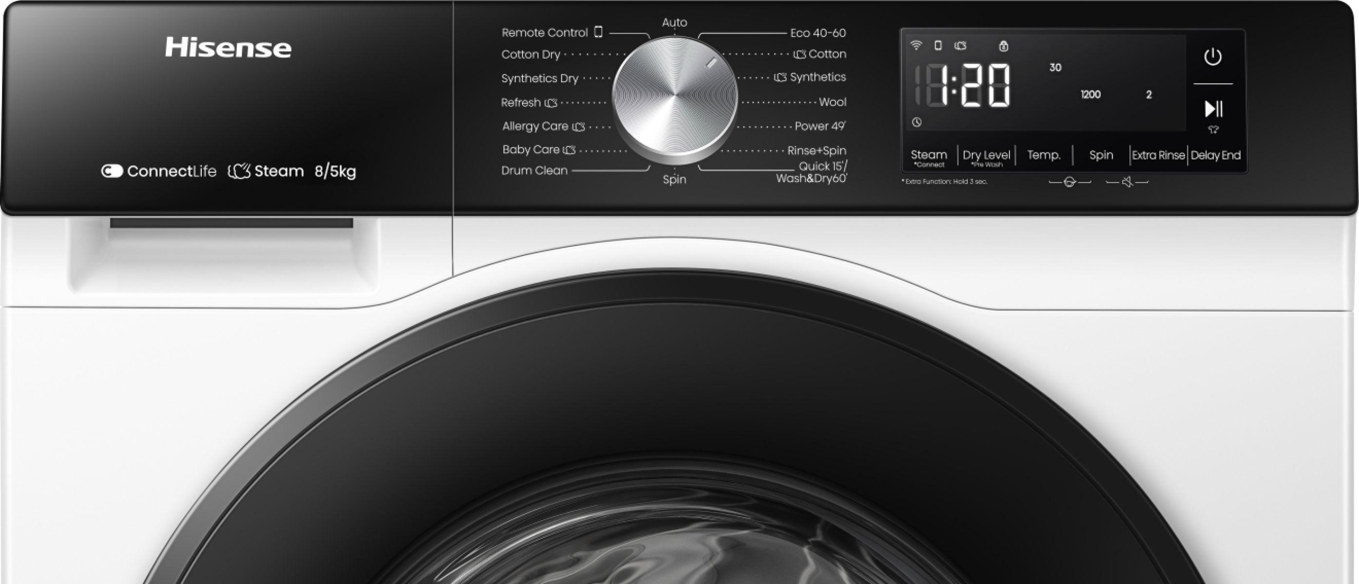 Máquina de Lavar e Secar Roupa Independente HISENSE WD3S8043BW3 (B - 8 kg - 5 kg - Branco) — miniatura 5