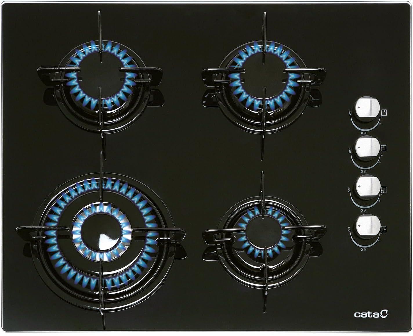 Placa a Gás de Encastre CATA CIB6031BK (Vidro - Rotativo - Altura 5,2 cm - Preto)