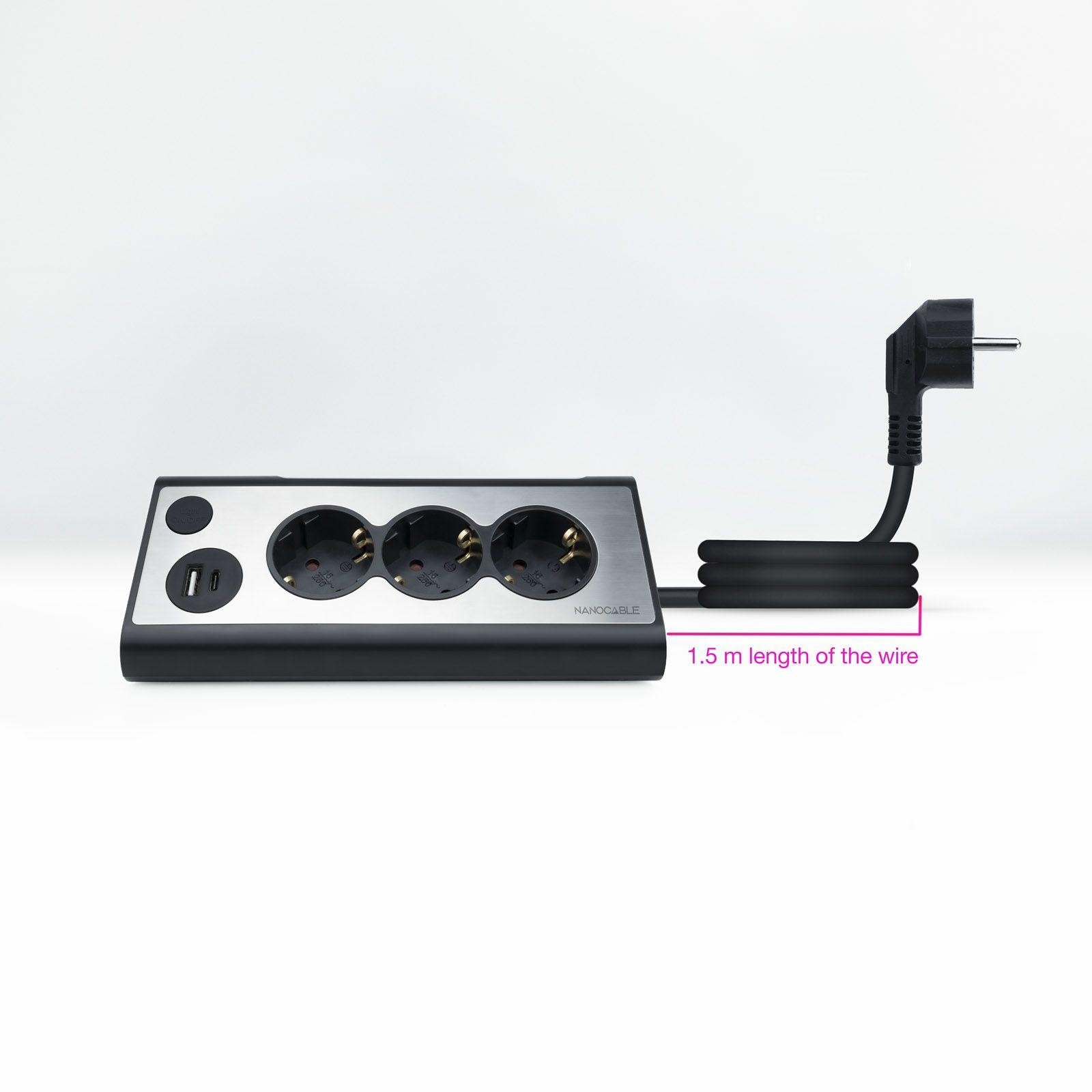 Bloco de Tomadas de Secretária NANO CABLE 10.37.0013-BK (Preto) — miniatura 3